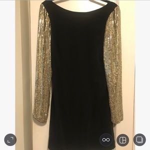 Parker Crepe Dress w/ Embellished sleeves